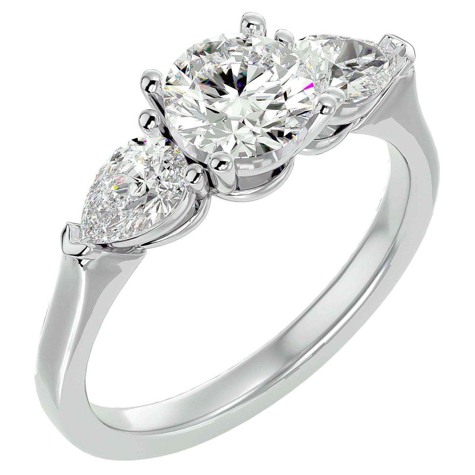 Inel de Logodnă cu Trei Diamante Naturale de 1.89 ct din Platina - Castelo.ro