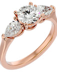 Inel de Logodnă cu Trei Moissanite de 1.89 ct din 18k Aur Roz - Castelo.ro