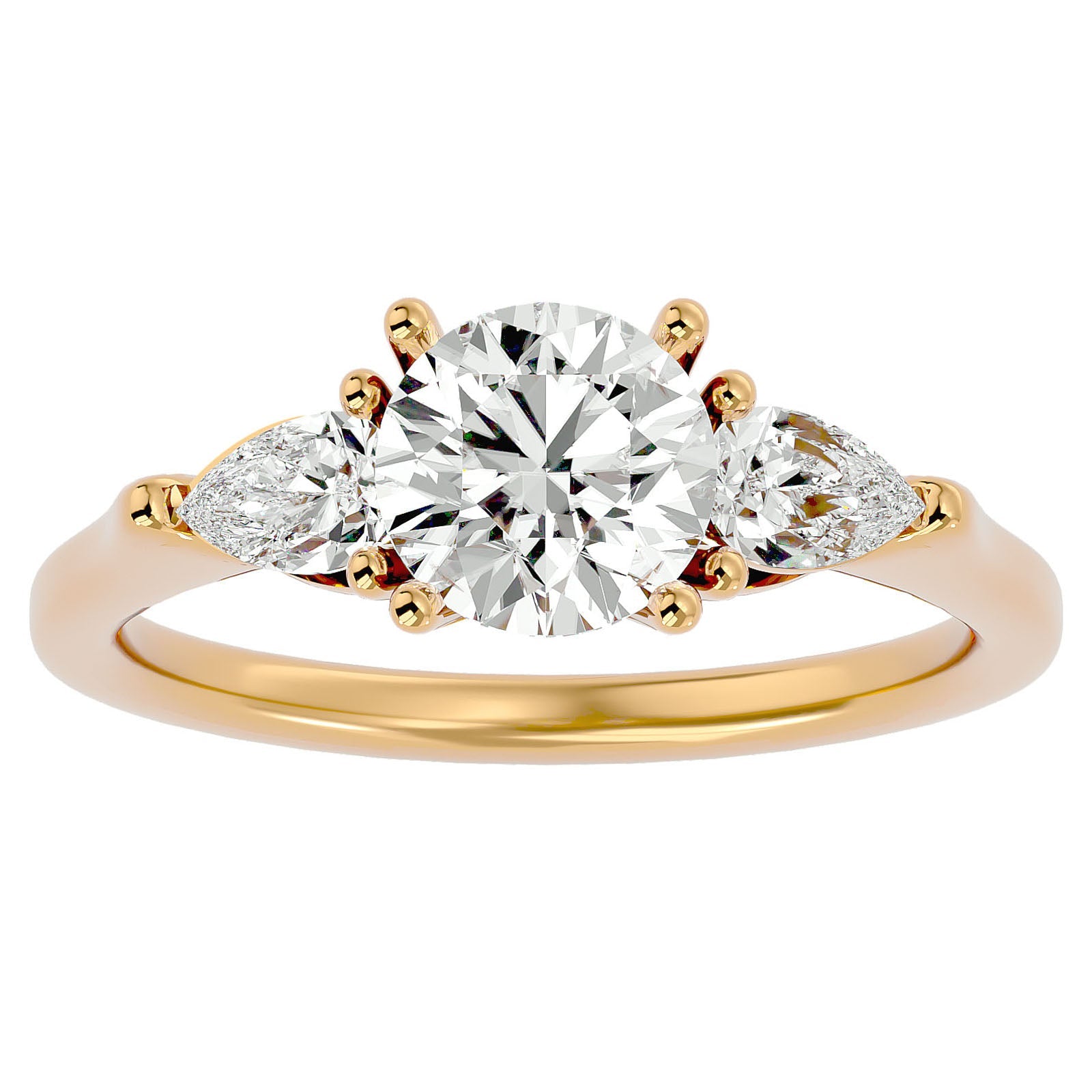 Inel de Logodnă cu Trei Moissanite de 1.73 ct din 18k Aur Galben - Castelo.ro