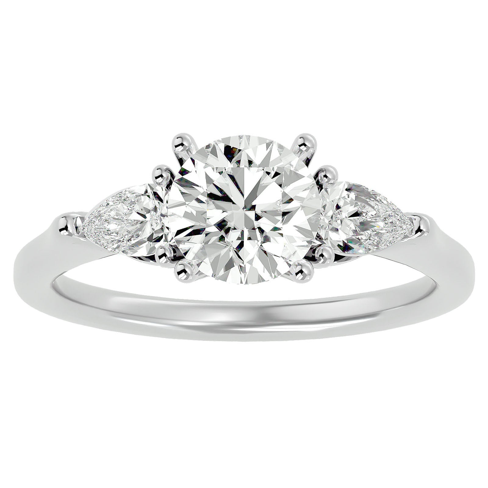 Inel de Logodnă din Aur 14k cu Trei Diamante Naturale de 1.73 ct din 14k Aur Alb - Castelo.ro