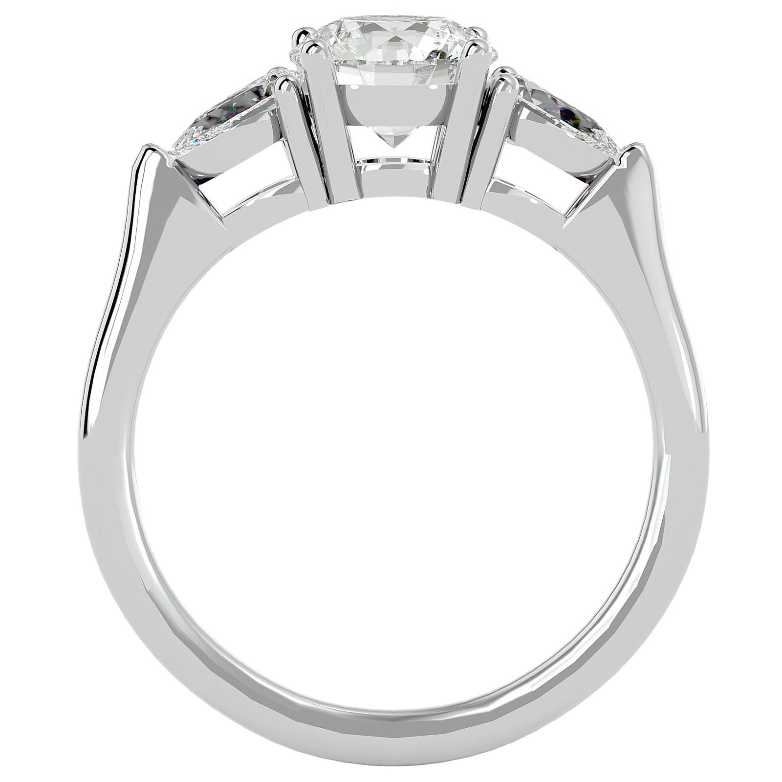 Inel de Logodnă din Aur 14k cu Trei Diamante Naturale de 1.73 ct din 14k Aur Alb - Castelo.ro