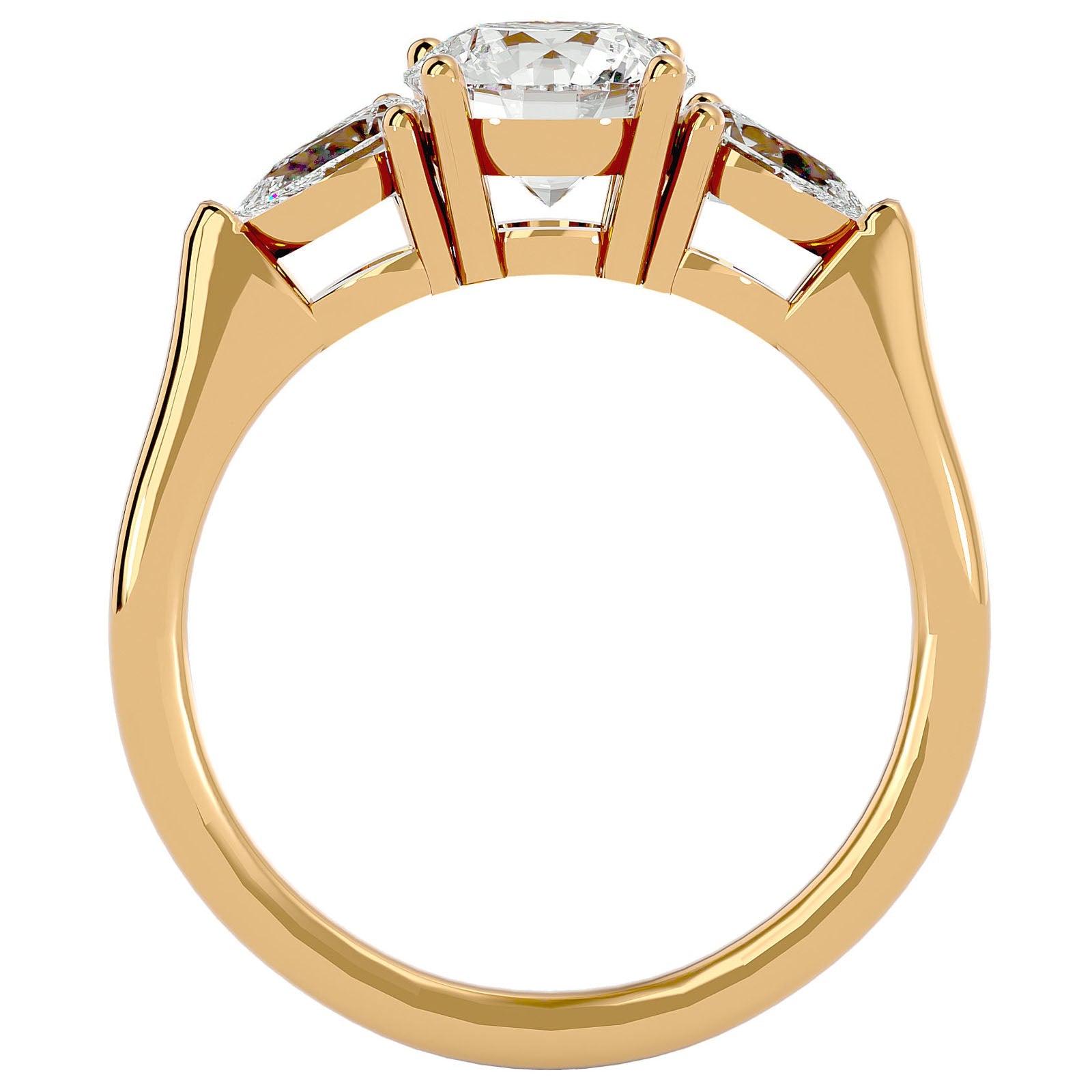 Inel de Logodnă cu Trei Diamante Naturale de 1.73 ct din 18k Aur Galben - Castelo.ro