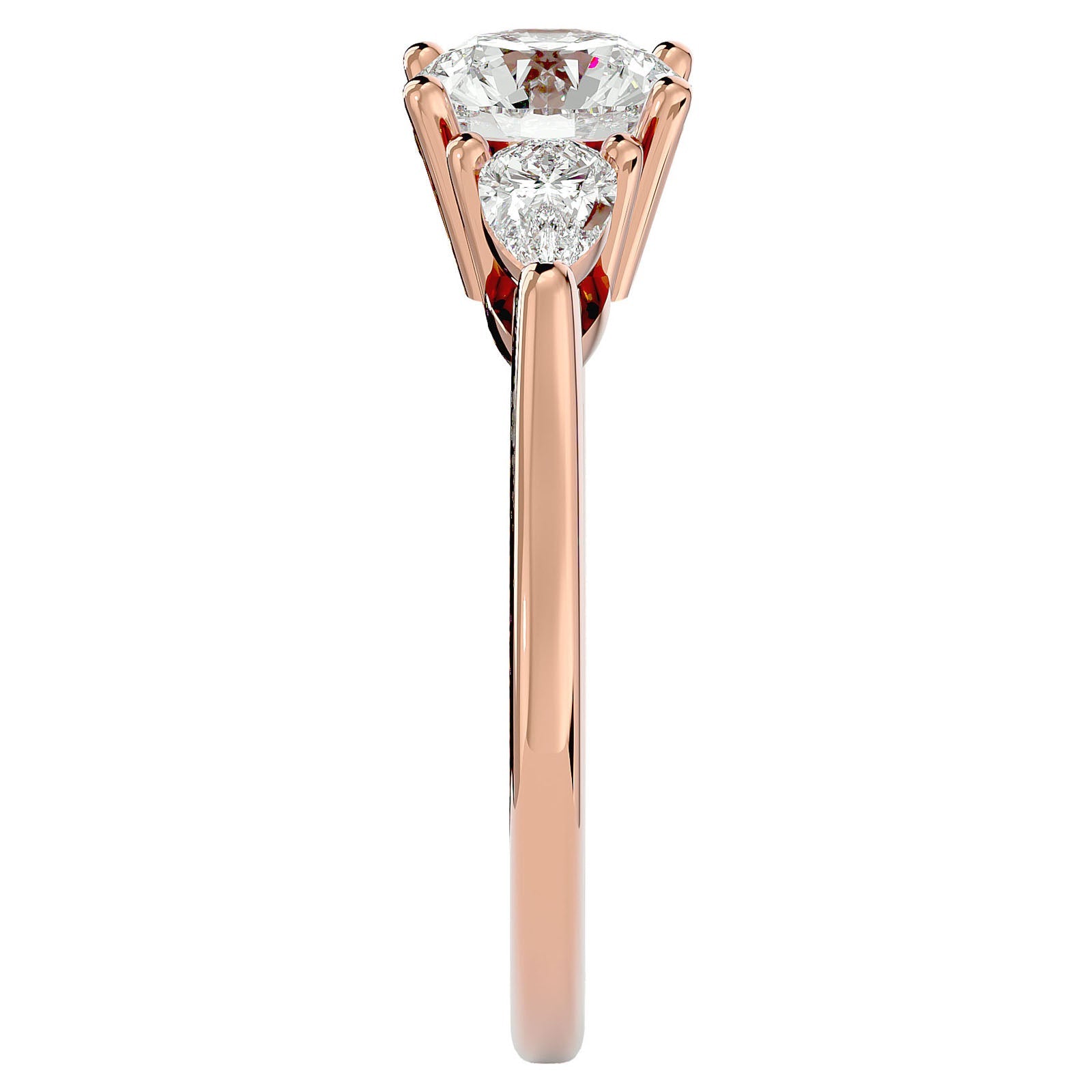 Inel de Logodnă din Aur 14k cu Trei Diamante Naturale de 1.73 ct din 14k Aur Roz - Castelo.ro