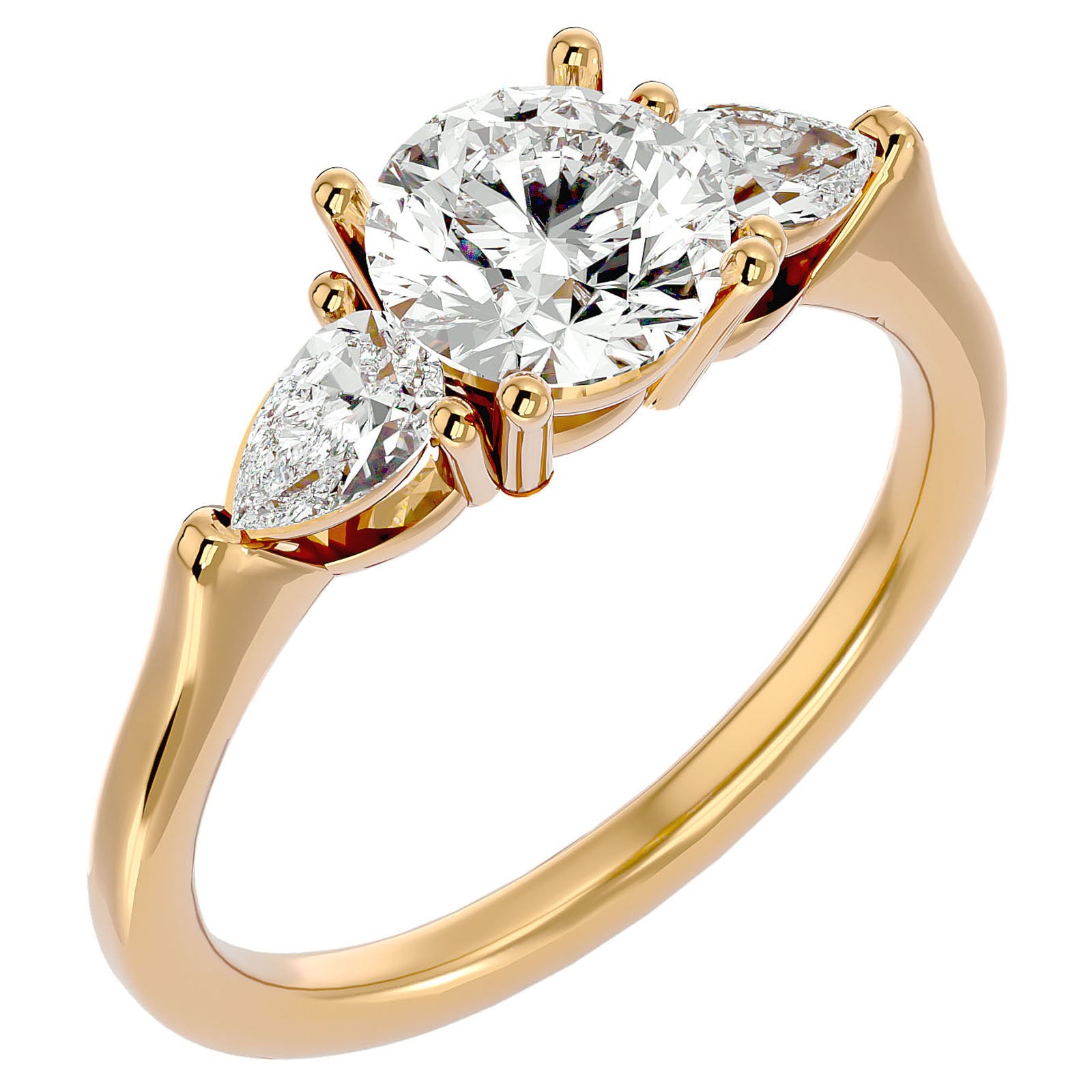 Inel de Logodnă cu Trei Moissanite de 1.73 ct din 18k Aur Galben - Castelo.ro