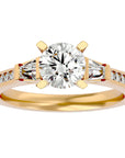 Inel de Logodnă din Aur 14k cu Trei Diamante Naturale Pavè de 1.68 ct din 14k Aur Galben - Castelo.ro