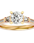 Inel de Logodnă cu Trei Diamante Create în Laborator Pavè de 1.68 ct din 18k Aur Galben - Castelo.ro
