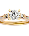 Inel de Logodnă cu Trei Diamante Create în Laborator Pavè de 1.68 ct din 18k Aur Galben - Castelo.ro