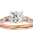 Inel de Logodnă din Aur 14k cu Trei Moissanite Pavè de 1.68 ct din 14k Aur Roz - Castelo.ro