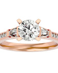 Inel de Logodnă cu Trei Diamante Create în Laborator Pavè de 1.68 ct din 18k Aur Roz - Castelo.ro