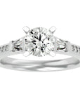 Inel de Logodnă din Aur 14k cu Trei Diamante Naturale Pavè de 1.68 ct din 14k Aur Alb - Castelo.ro