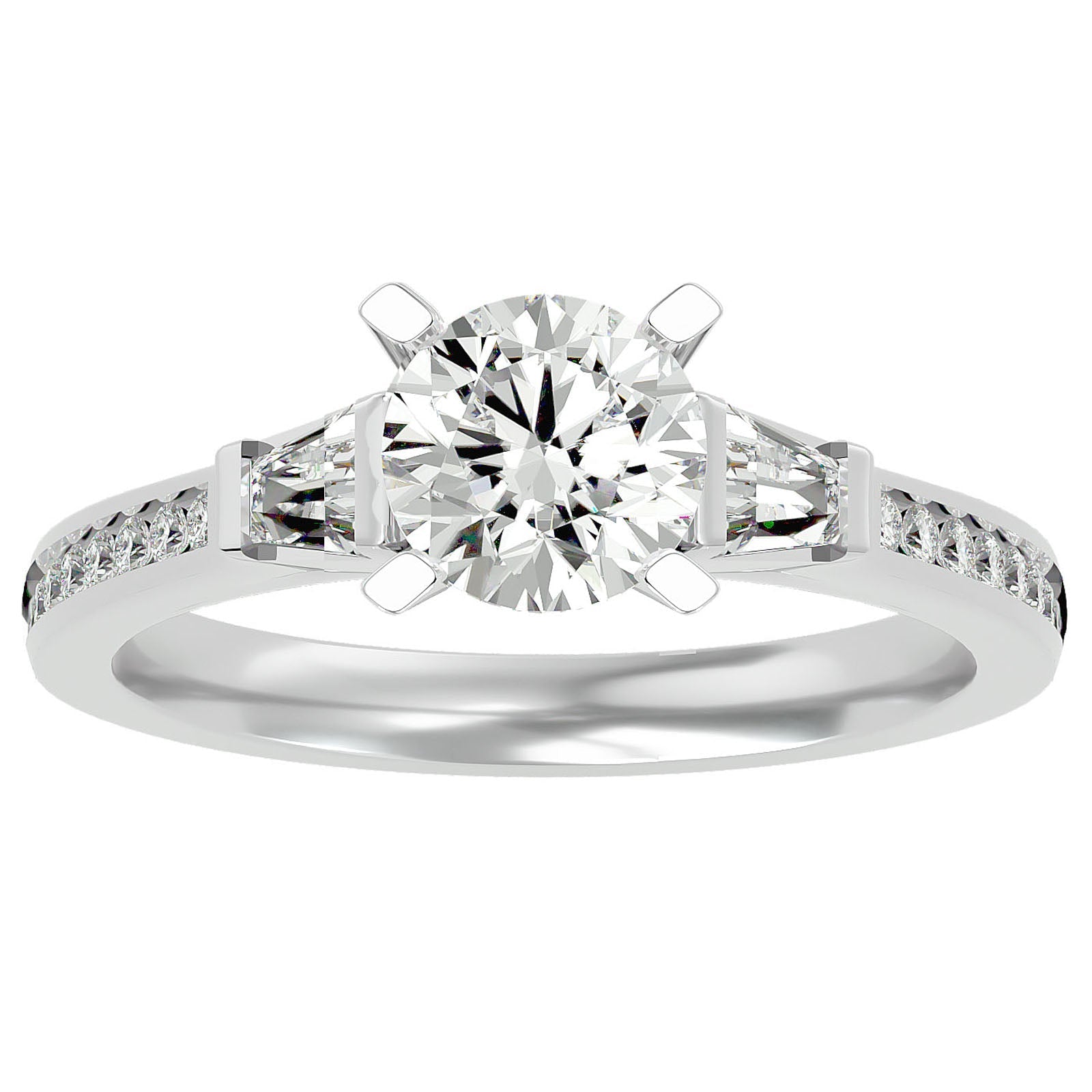 Inel de Logodnă cu Trei Diamante Create în Laborator Pavè de 1.68 ct din Platina - Castelo.ro