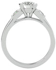 Inel de Logodnă din Aur 14k cu Trei Moissanite Pavè de 1.68 ct din 14k Aur Alb - Castelo.ro