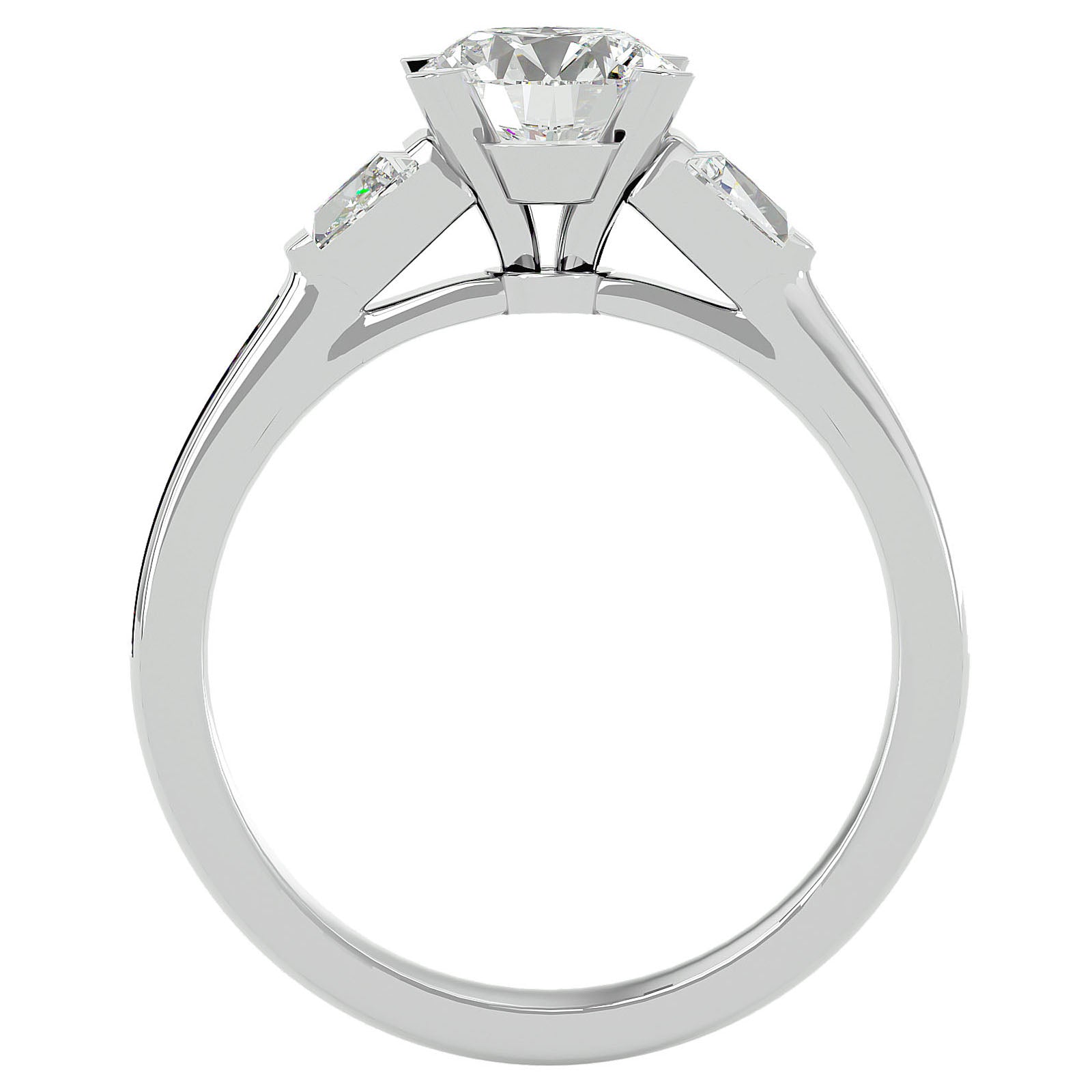 Inel de Logodnă cu Trei Diamante Create în Laborator Pavè de 1.68 ct din Platina - Castelo.ro