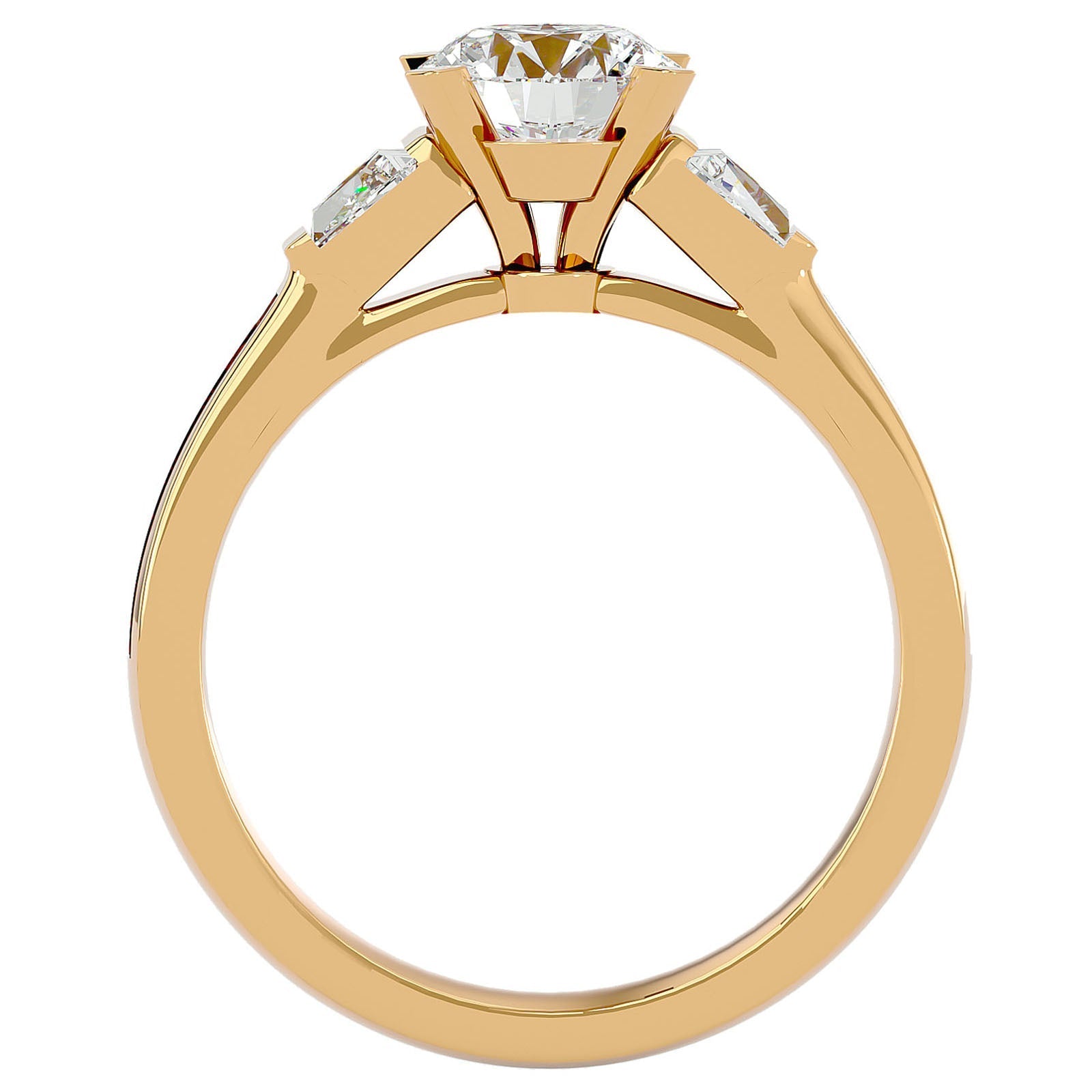 Inel de Logodnă cu Trei Diamante Create în Laborator Pavè de 1.68 ct din 18k Aur Galben - Castelo.ro