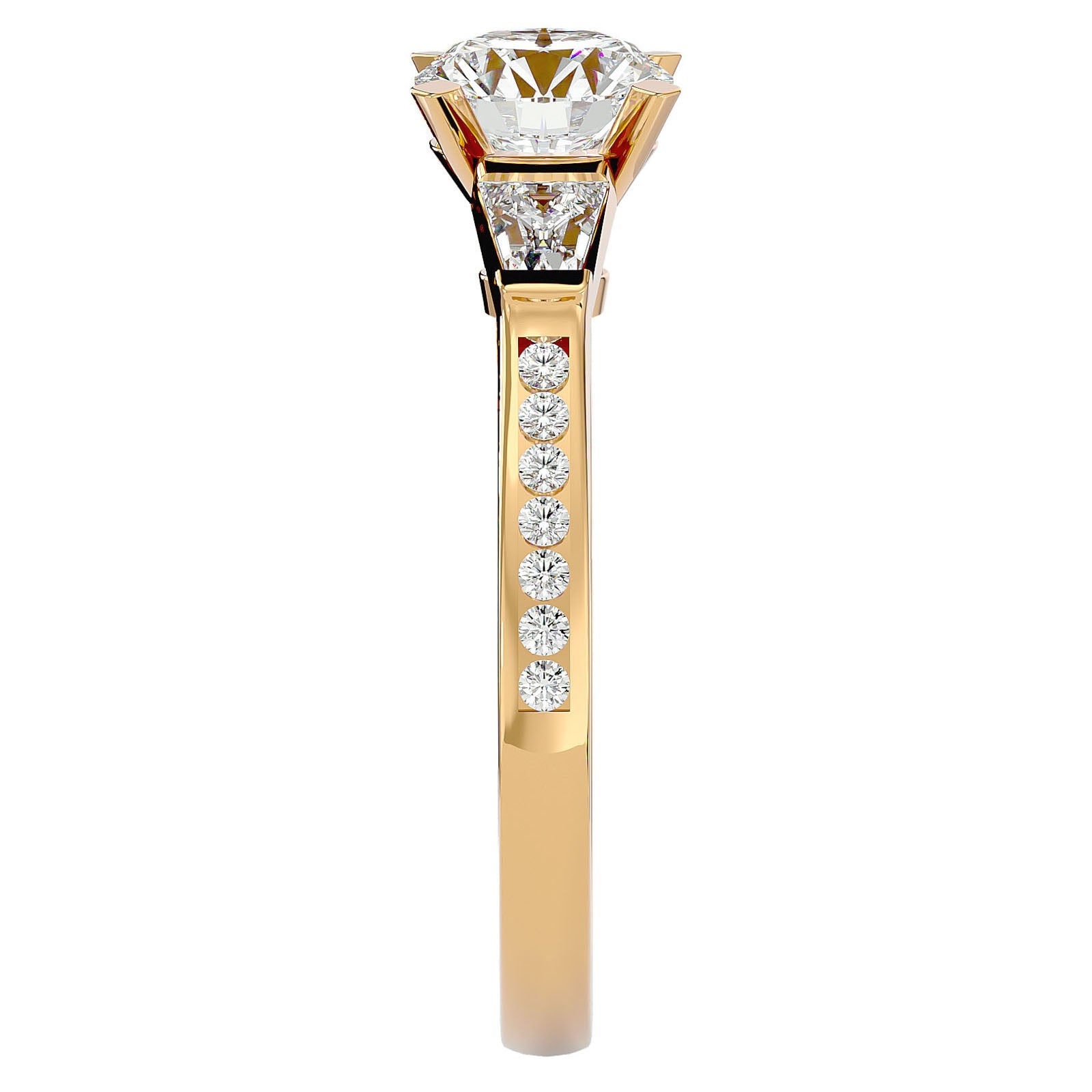 Inel de Logodnă din Aur 14k cu Trei Moissanite Pavè de 1.68 ct din 14k Aur Galben - Castelo.ro