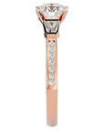 Inel de Logodnă cu Trei Diamante Create în Laborator Pavè de 1.68 ct din 18k Aur Roz - Castelo.ro