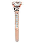 Inel de Logodnă cu Trei Diamante Create în Laborator Pavè de 1.68 ct din 18k Aur Roz - Castelo.ro