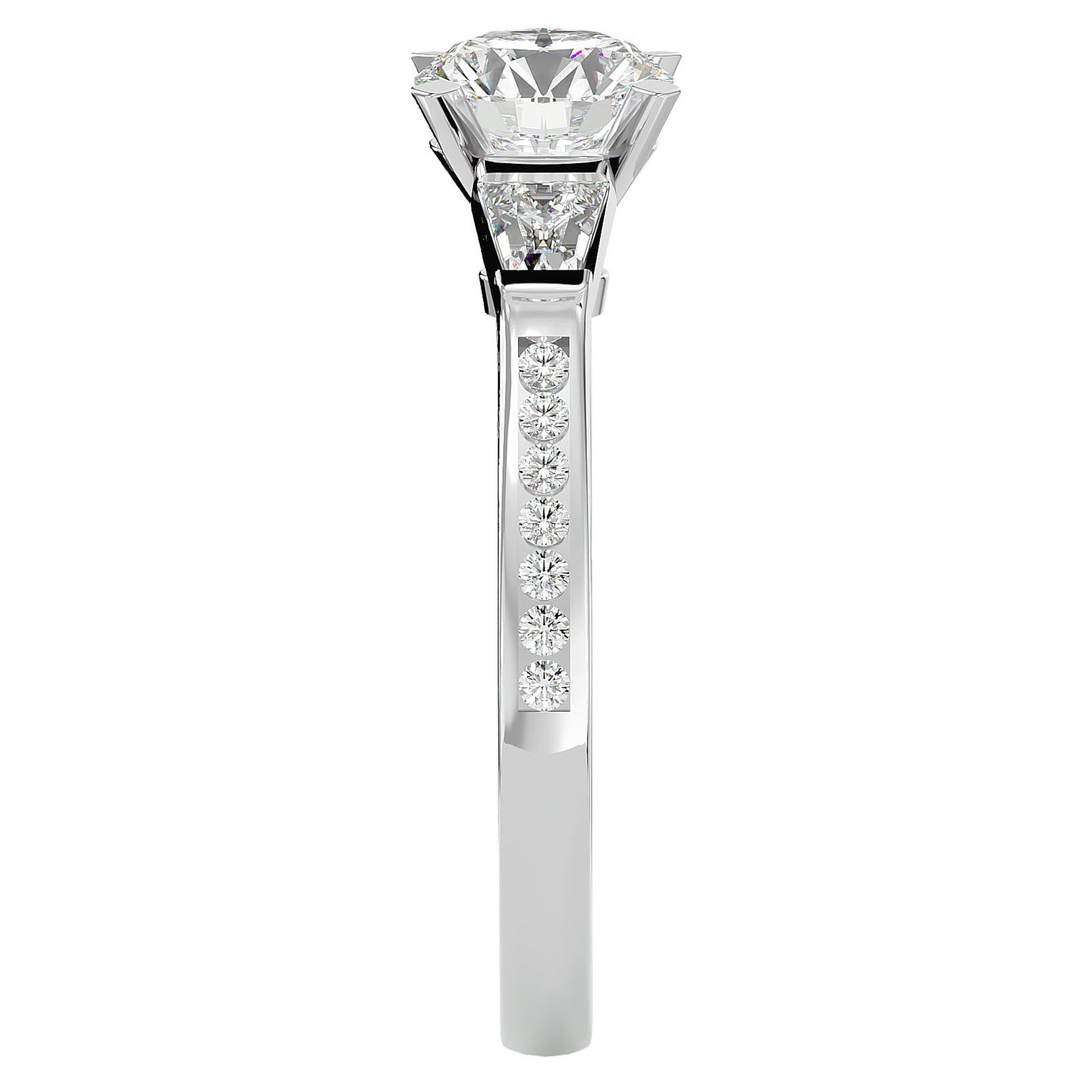 Inel de Logodnă cu Trei Diamante Create în Laborator Pavè de 1.68 ct din Platina - Castelo.ro