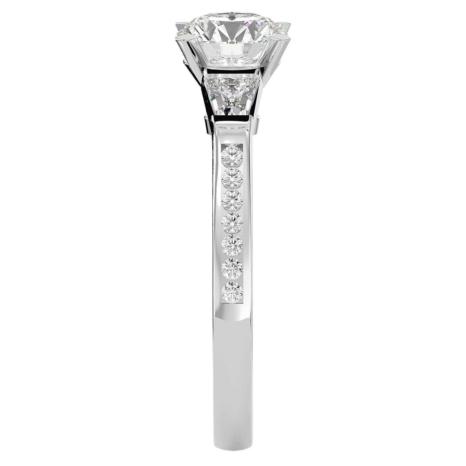 Inel de Logodnă din Aur 14k cu Trei Moissanite Pavè de 1.68 ct din 14k Aur Alb - Castelo.ro