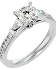 Inel de Logodnă din Aur 14k cu Trei Diamante Naturale Pavè de 1.68 ct din 14k Aur Alb - Castelo.ro