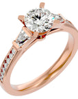 Inel de Logodnă cu Trei Diamante Create în Laborator Pavè de 1.68 ct din 18k Aur Roz - Castelo.ro