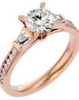 Inel de Logodnă cu Trei Diamante Create în Laborator Pavè de 1.68 ct din 18k Aur Roz - Castelo.ro