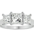 Inel de Logodnă din Aur 14k Trei Diamante Create în Laborator Tăietură Princess de 2.18 ct din 14k Aur Alb - Castelo.ro