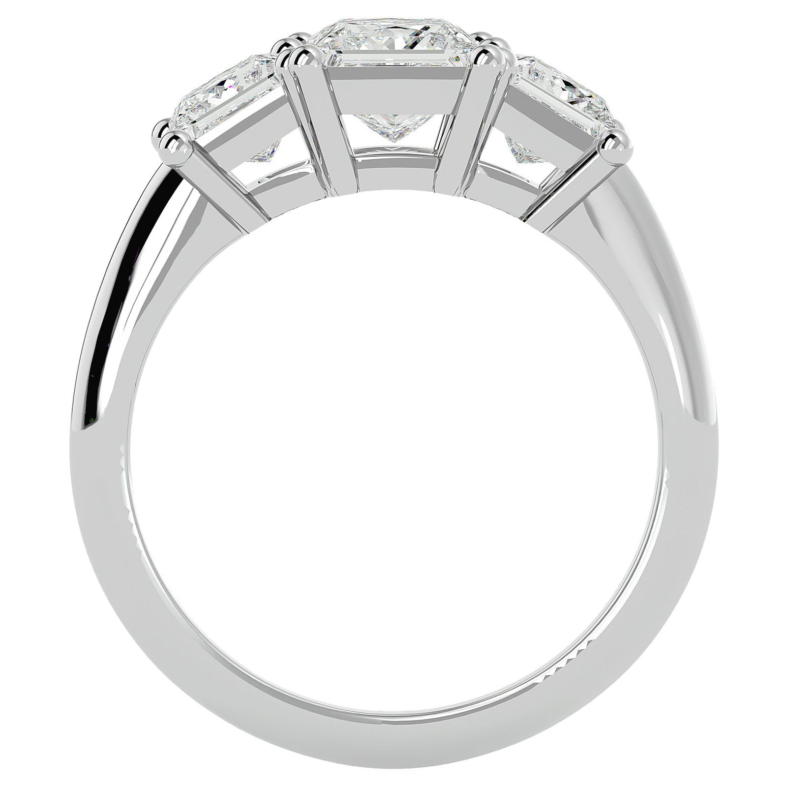 Inel de Logodnă din Aur 14k Trei Diamante Naturale Tăietură Princess de 2.18 ct din 14k Aur Alb - Castelo.ro