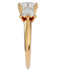 Inel de Logodnă din Aur 14k Trei Diamante Naturale Tăietură Princess de 2.18 ct din 14k Aur Galben - Castelo.ro