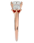 Inel de Logodnă din Aur 14k Trei Diamante Naturale Tăietură Princess de 2.18 ct din 14k Aur Roz - Castelo.ro