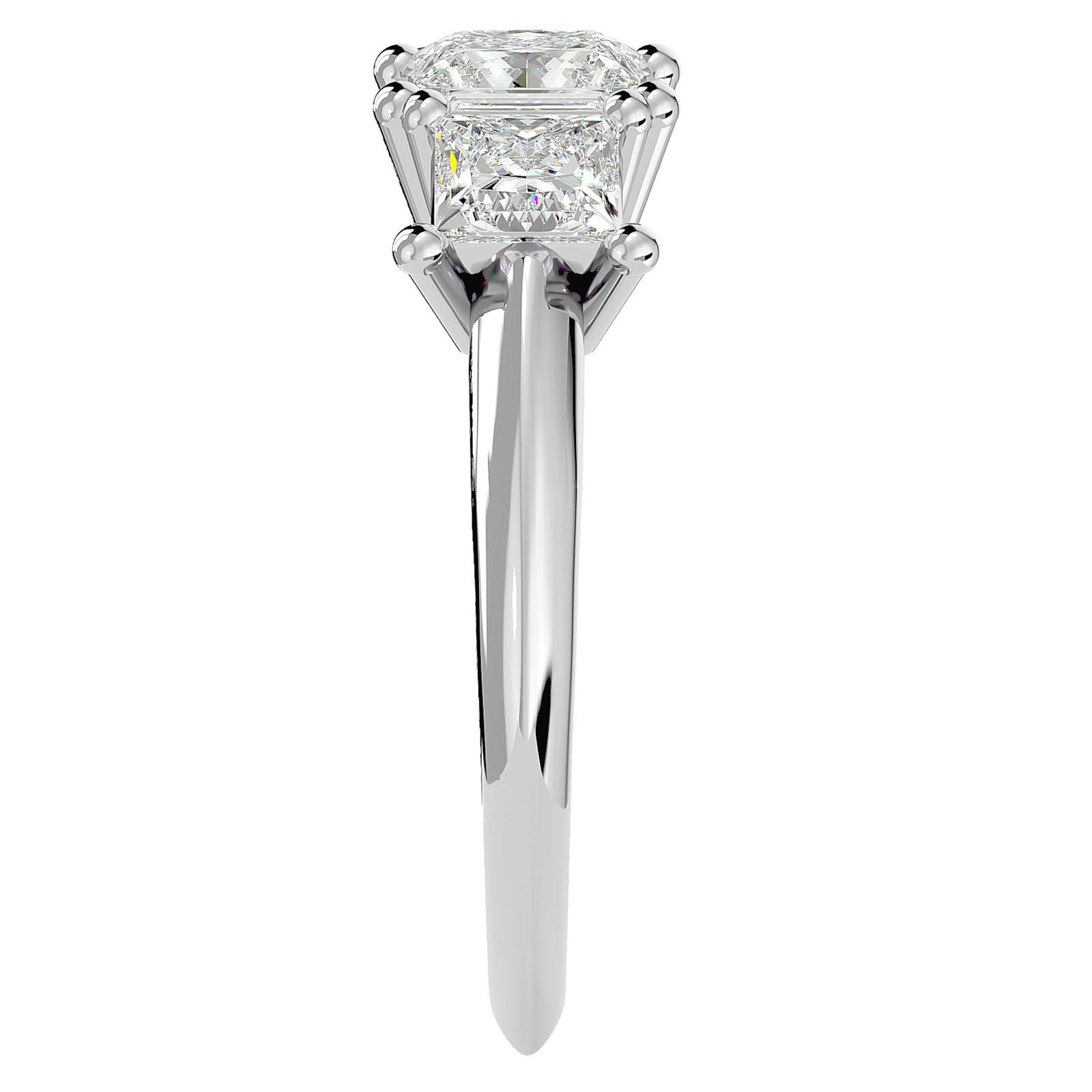 Inel de Logodnă din Aur 14k Trei Diamante Naturale Tăietură Princess de 2.18 ct din 14k Aur Alb - Castelo.ro