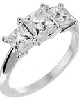 Inel de Logodnă din Aur 14k Trei Diamante Create în Laborator Tăietură Princess de 2.18 ct din 14k Aur Alb - Castelo.ro