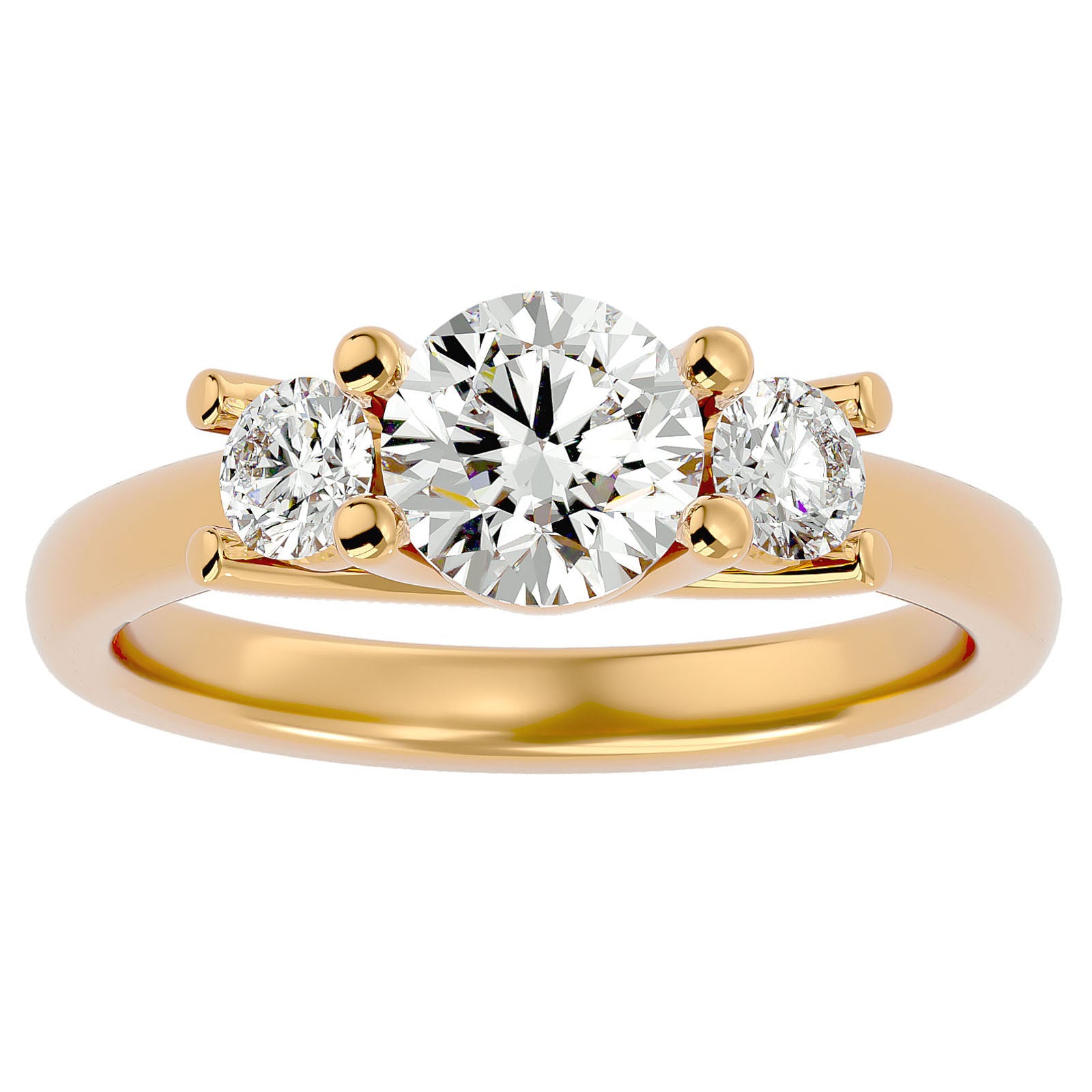 Inel de Logodnă Cu Trei Moissanite de 1.39 ct din 18k Aur Galben - Castelo.ro