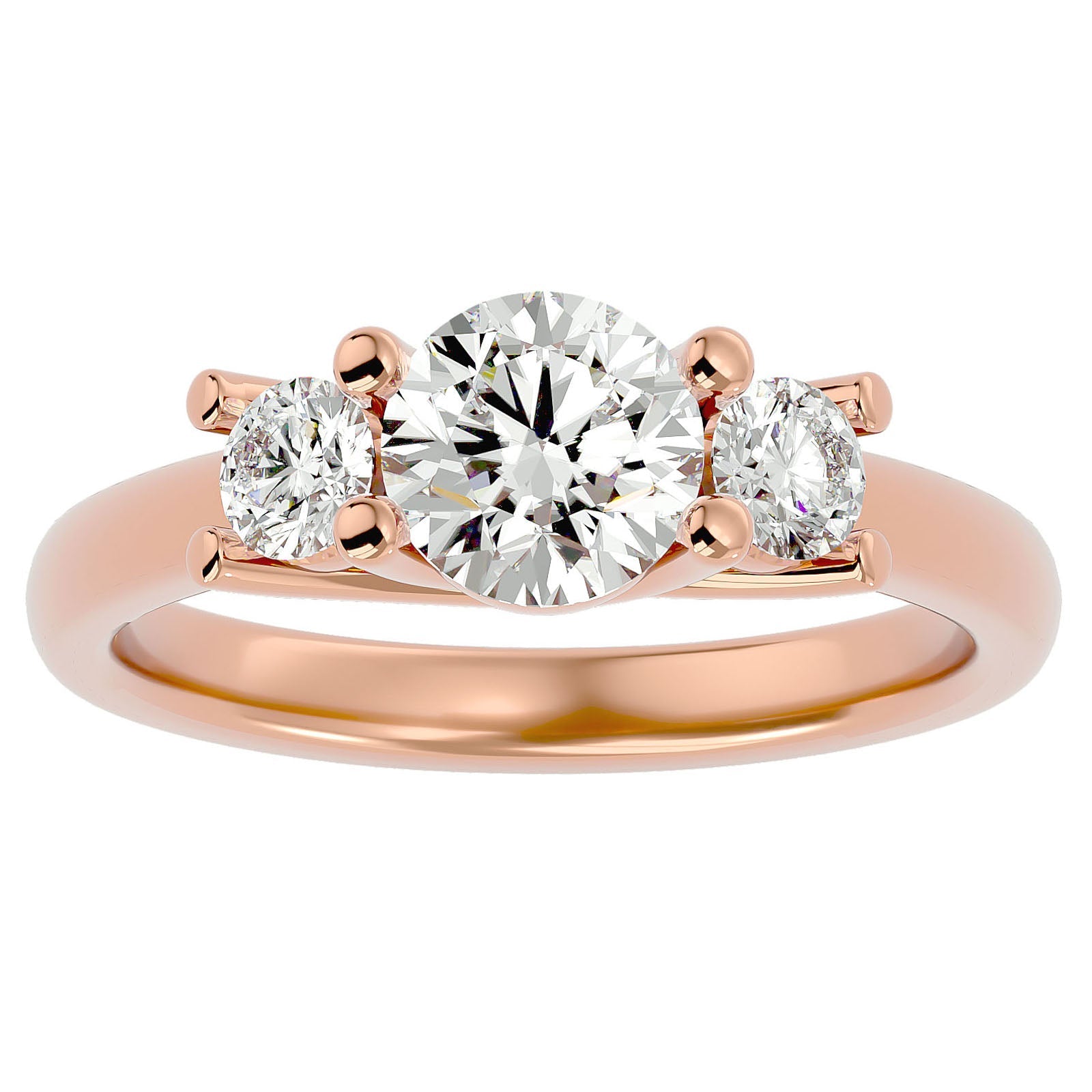 Inel de Logodnă din Aur 14k Cu Trei Diamante Create în Laborator de 1.39 ct din 14k Aur Roz - Castelo.ro