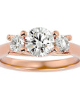 Inel de Logodnă din Aur 14k Cu Trei Diamante Create în Laborator de 1.39 ct din 14k Aur Roz - Castelo.ro