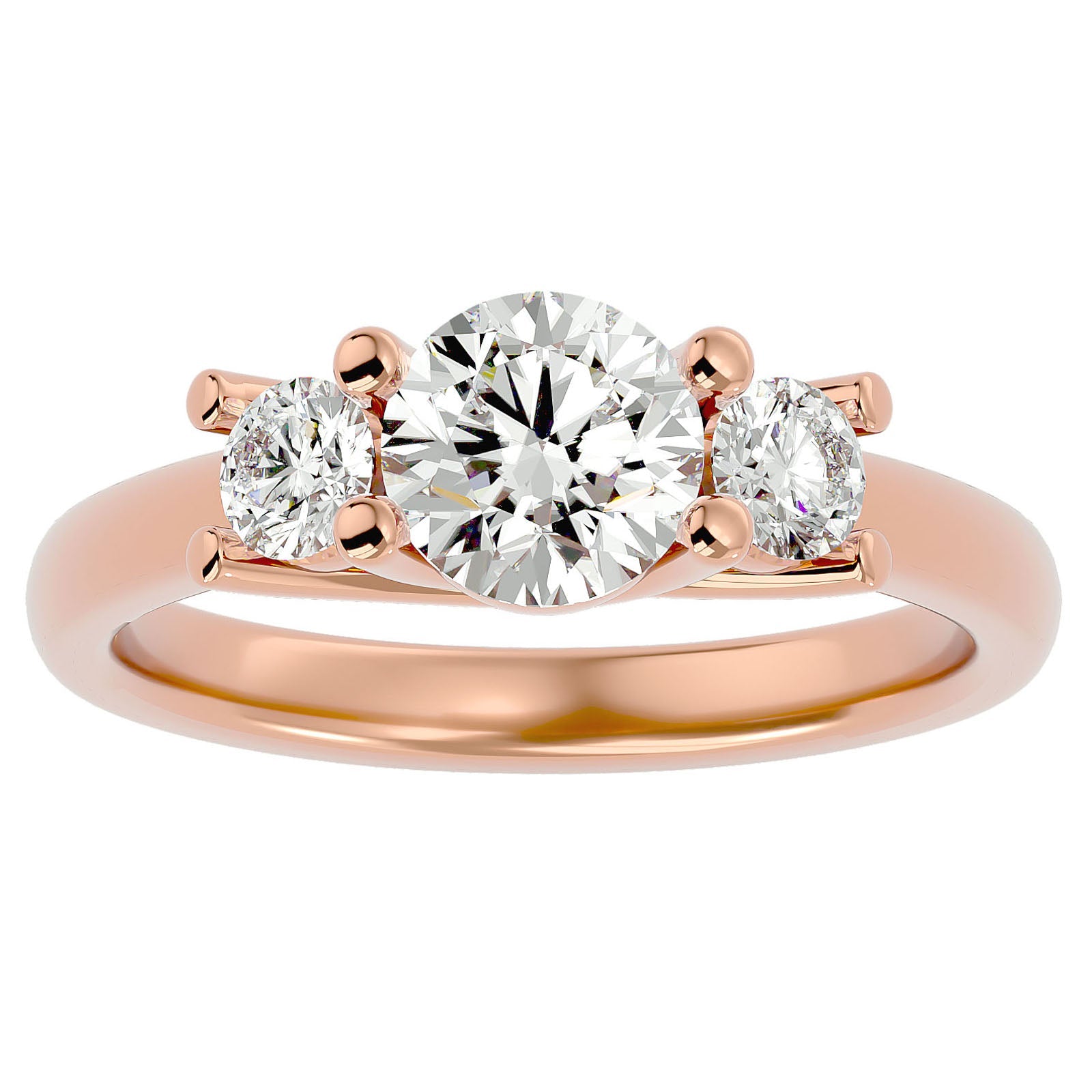 Inel de Logodnă Cu Trei Moissanite de 1.39 ct din 18k Aur Roz - Castelo.ro