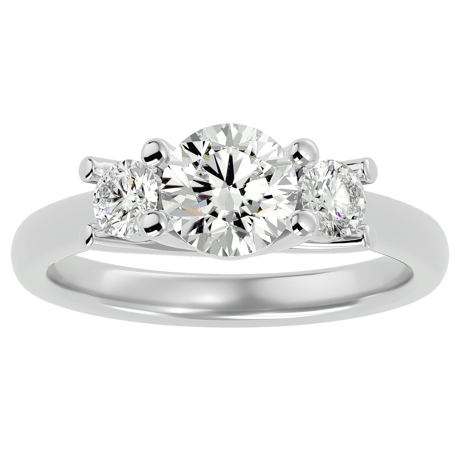 Inel de Logodnă Cu Trei Moissanite de 1.39 ct din Platina - Castelo.ro