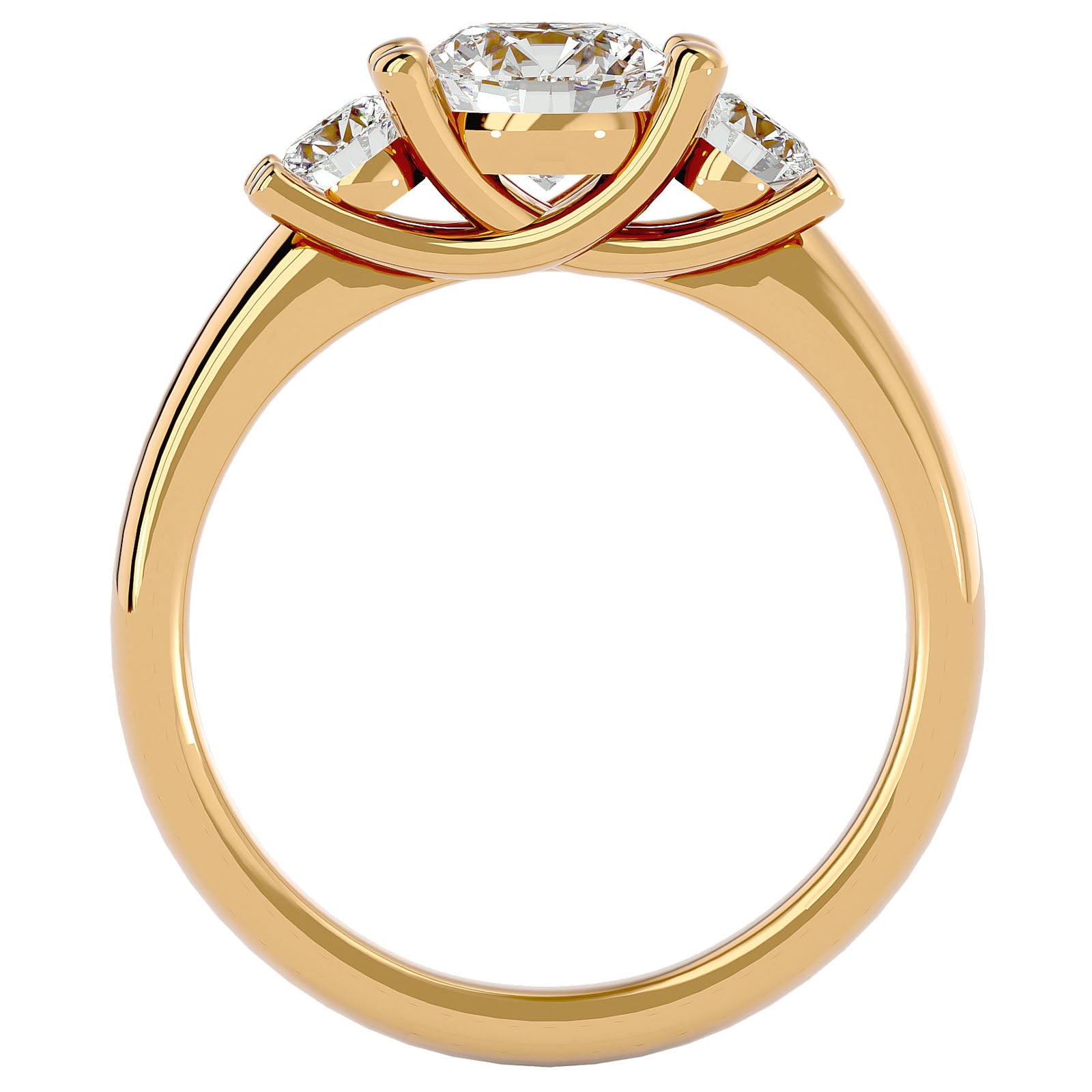 Inel de Logodnă Cu Trei Moissanite de 1.39 ct din 18k Aur Galben - Castelo.ro