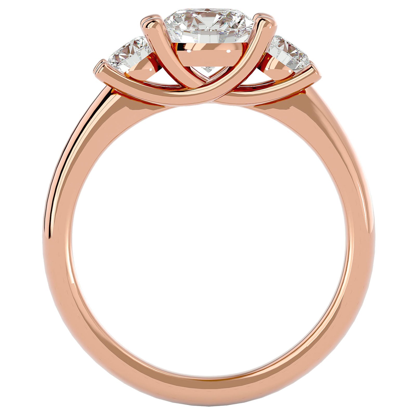 Inel de Logodnă Cu Trei Moissanite de 1.39 ct din 18k Aur Roz - Castelo.ro
