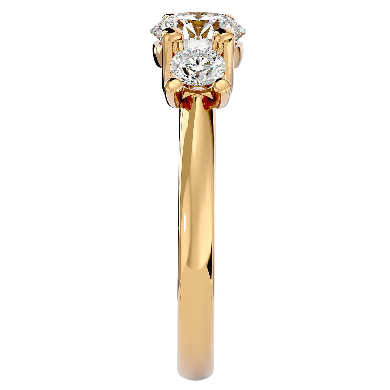Inel de Logodnă Cu Trei Moissanite de 1.39 ct din 18k Aur Galben - Castelo.ro