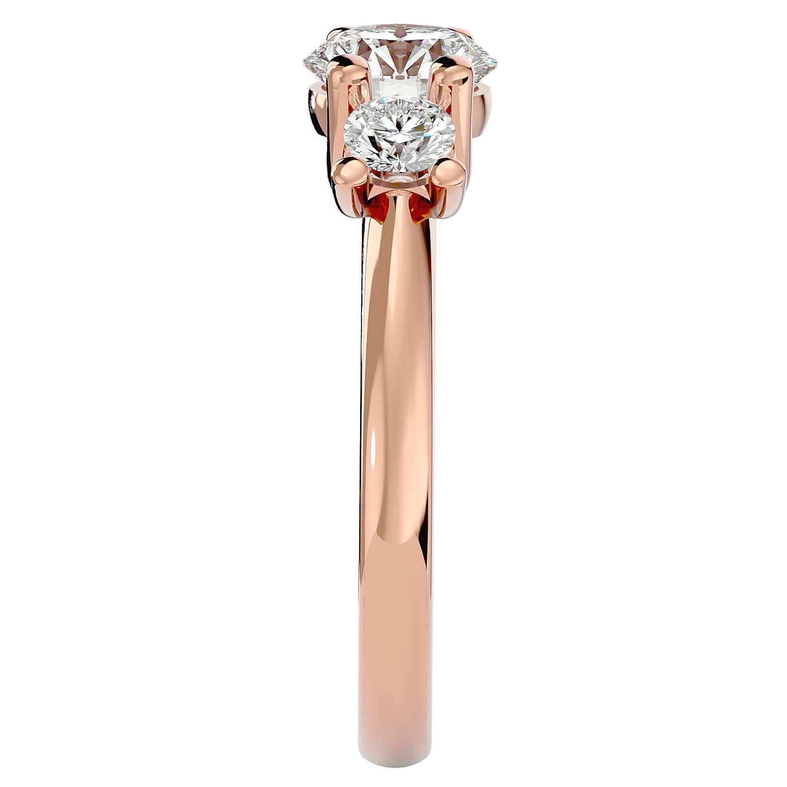 Inel de Logodnă Cu Trei Moissanite de 1.39 ct din 18k Aur Roz - Castelo.ro