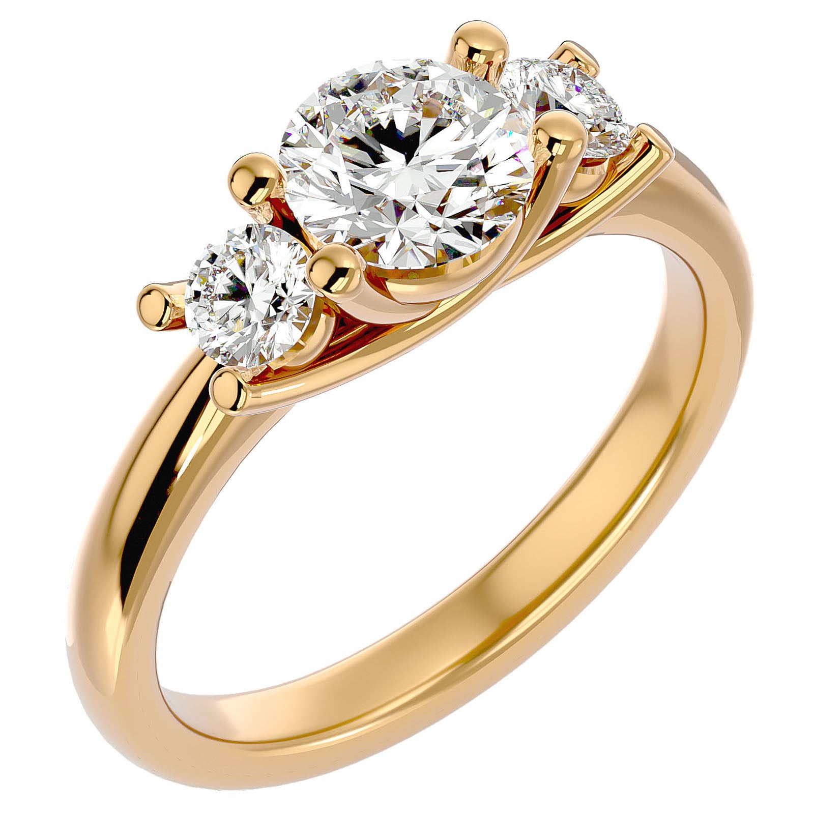 Inel de Logodnă Cu Trei Moissanite de 1.39 ct din 18k Aur Galben - Castelo.ro
