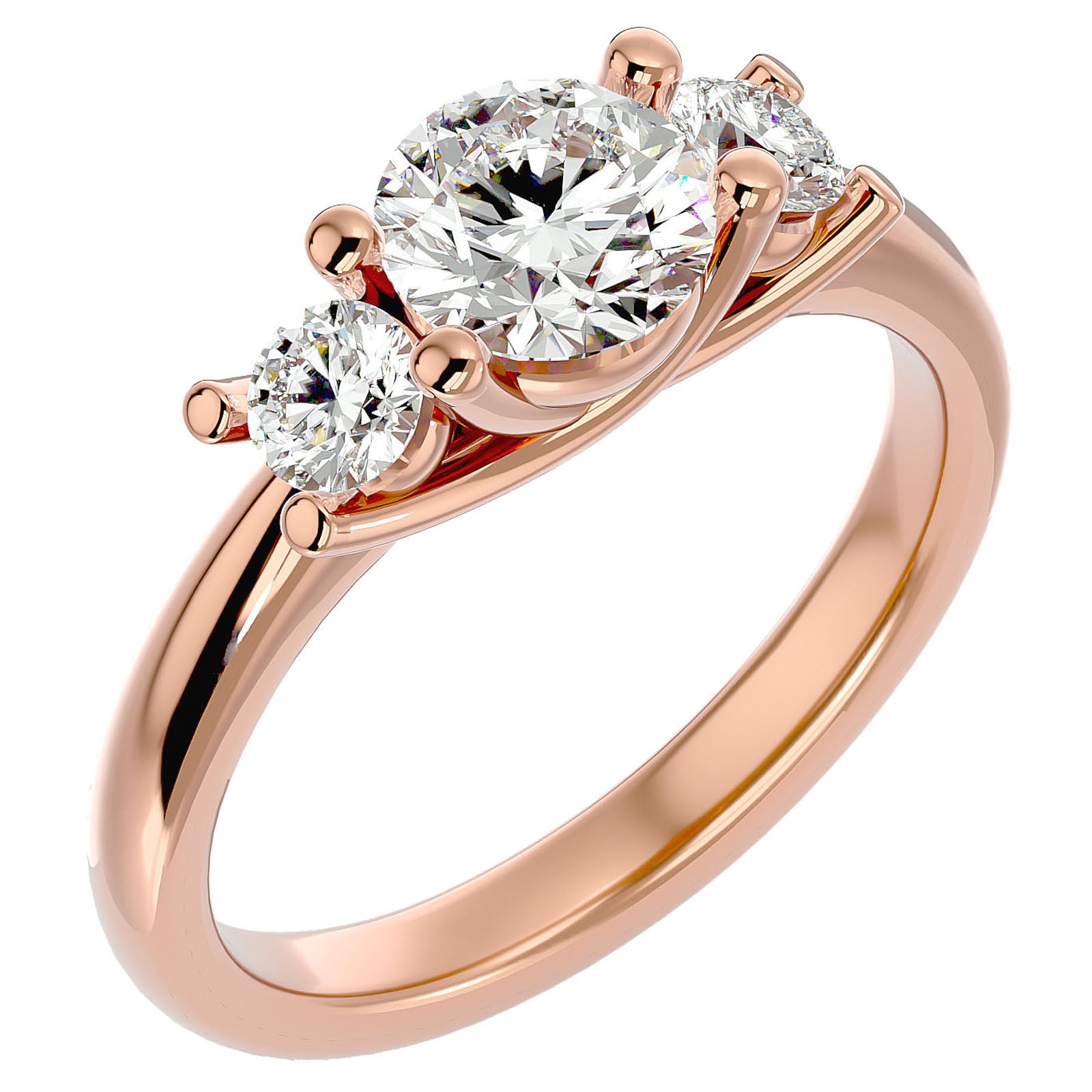 Inel de Logodnă Cu Trei Moissanite de 1.39 ct din 18k Aur Roz - Castelo.ro