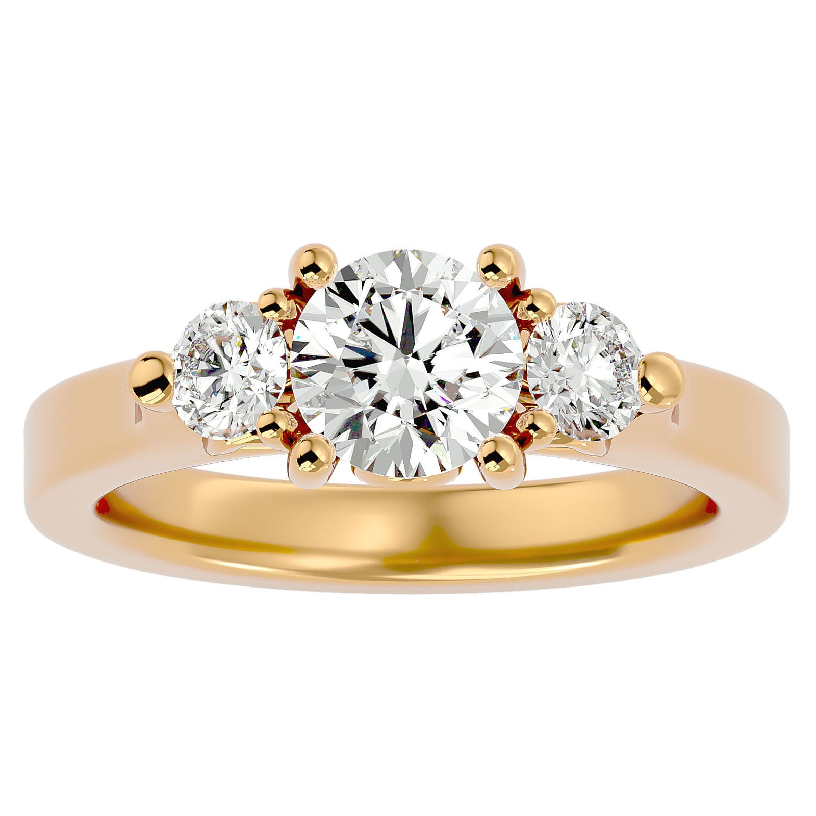 Inel de Logodnă Charlotte Cu Trei Moissanite de 1.88 ct din 18k Aur Galben - Castelo.ro
