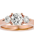 Inel de Logodnă Charlotte din Aur 14k Cu Trei Diamante Create în Laborator de 1.88 ct din 14k Aur Roz - Castelo.ro