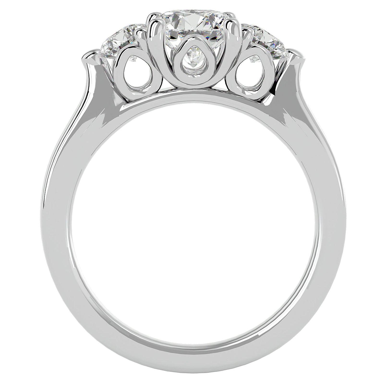 Inel de Logodnă Charlotte Cu Trei Moissanite de 1.88 ct din Platina - Castelo.ro