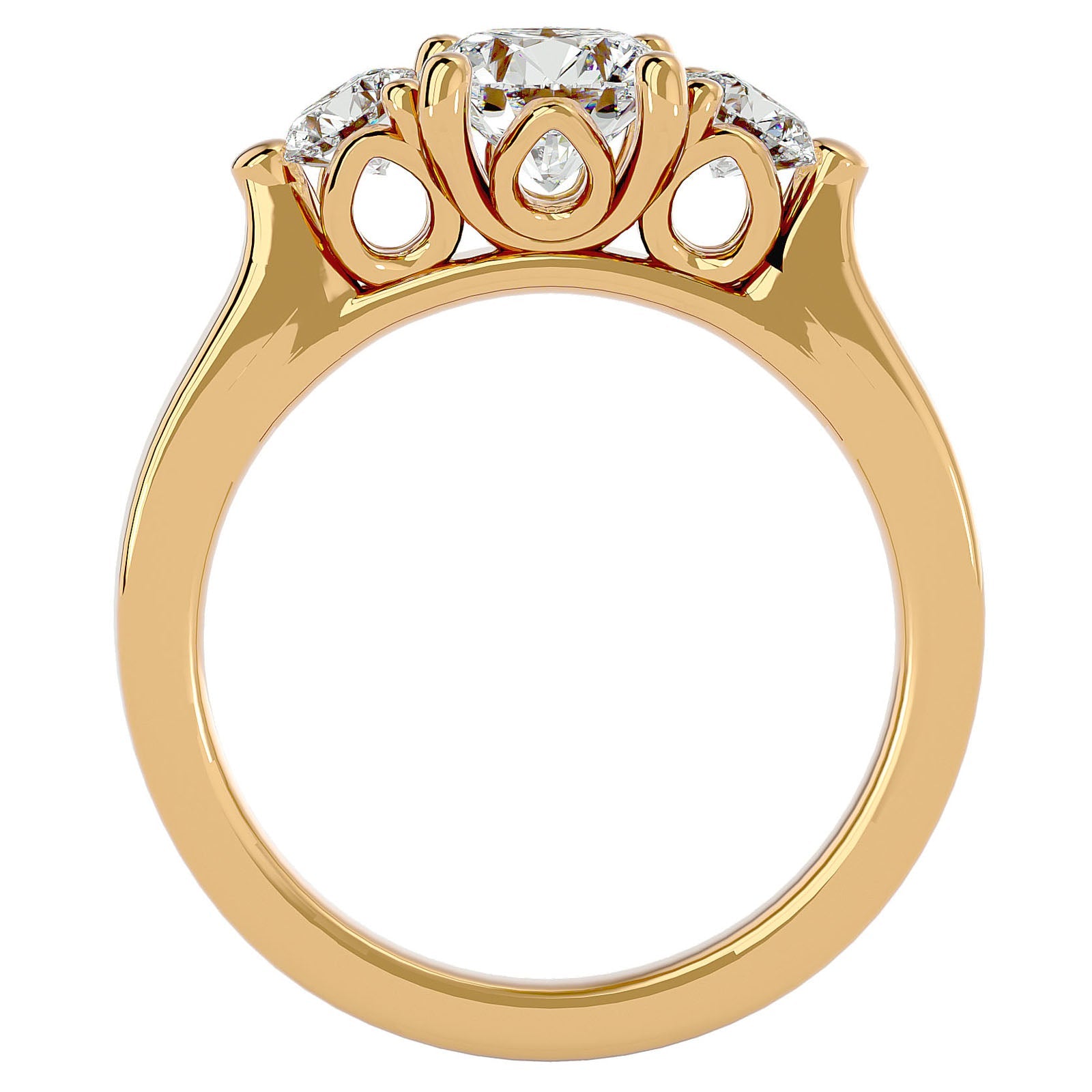 Inel de Logodnă Charlotte Cu Trei Moissanite de 1.88 ct din 18k Aur Galben - Castelo.ro