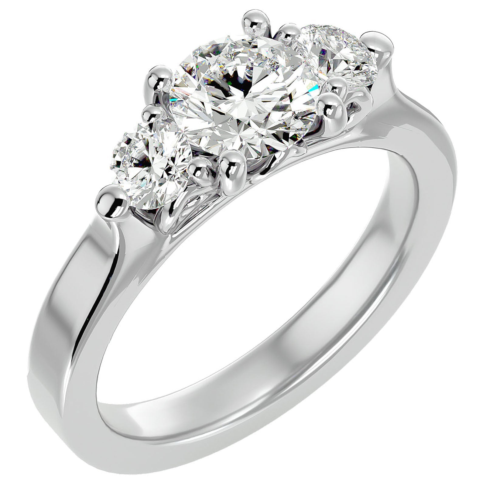 Inel de Logodnă Charlotte Cu Trei Moissanite de 1.88 ct din Platina - Castelo.ro