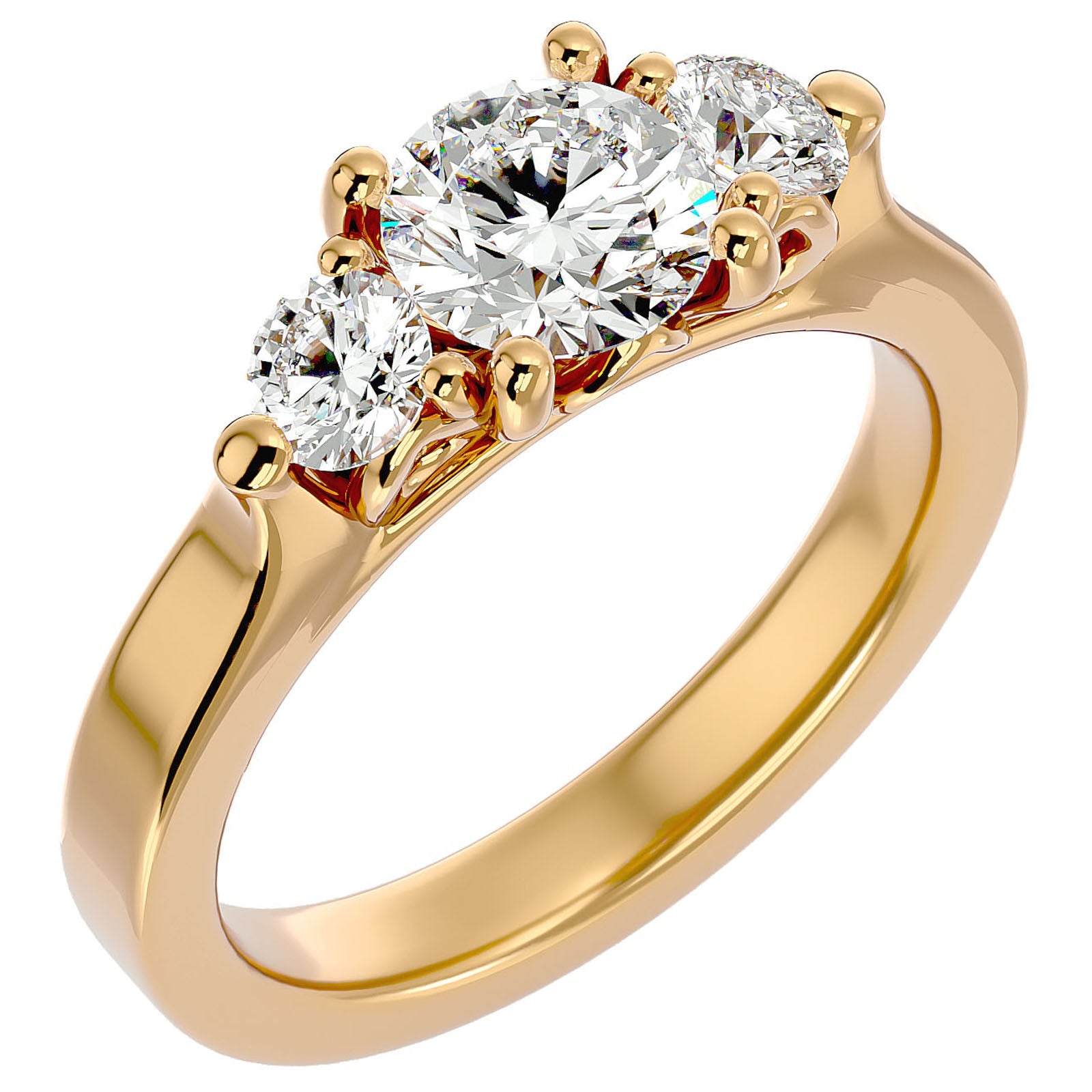 Inel de Logodnă Charlotte Cu Trei Moissanite de 1.88 ct din 18k Aur Galben - Castelo.ro