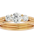 Inel de Logodnă Triplu din Aur 14k cu Trei Diamante Naturale de 0.91 ct din 14k Aur Galben - Castelo.ro